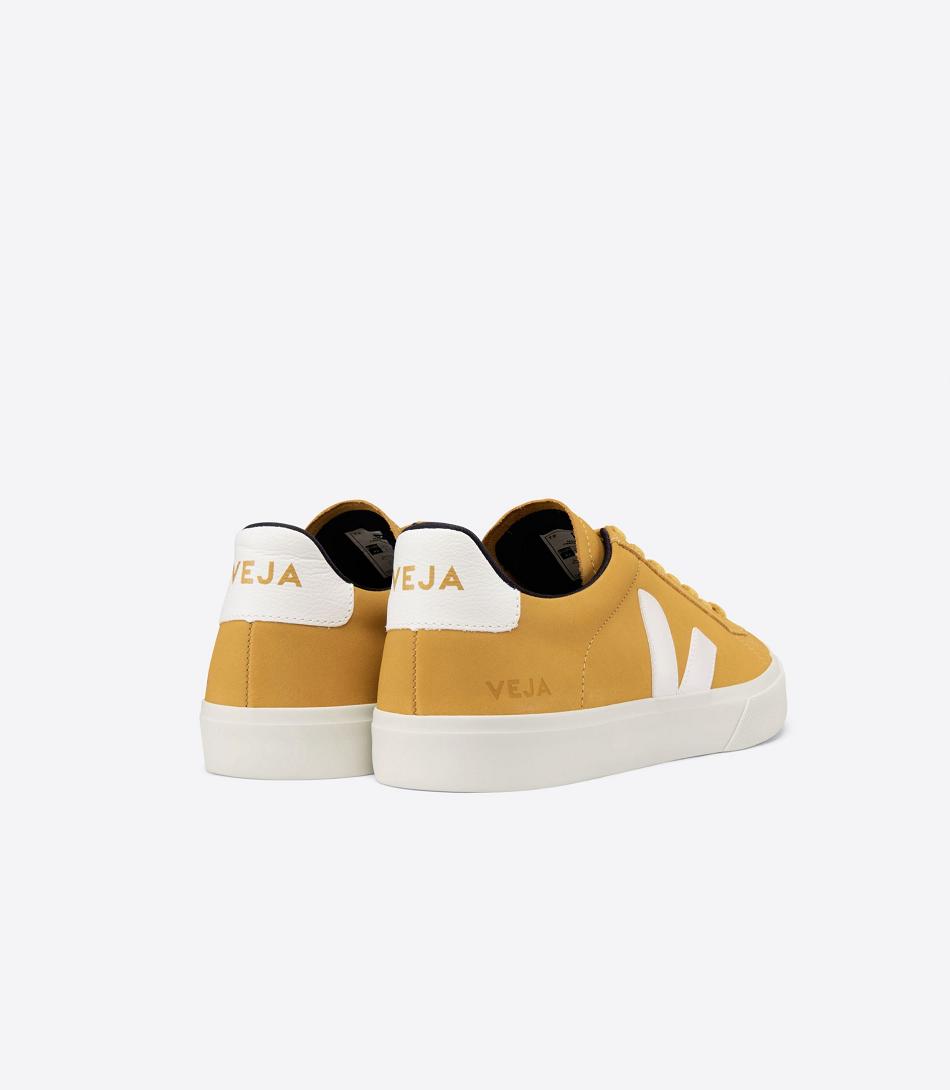 Veja Campo Nubuck Moutarde Adults Outlet Hvite | NOQCS77934