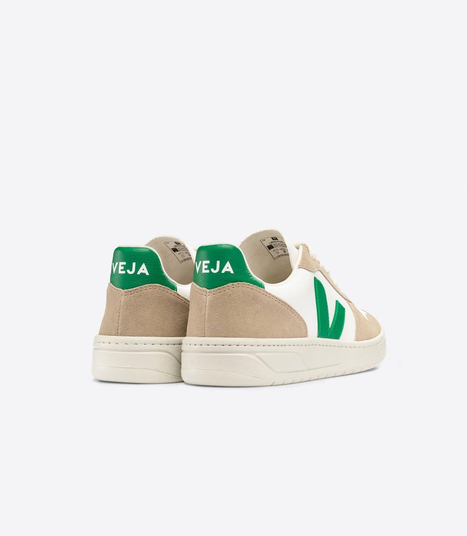 Veja Chromefree Lær Emeraude Sahara V-10 Dame Hvite | NOCVG34869