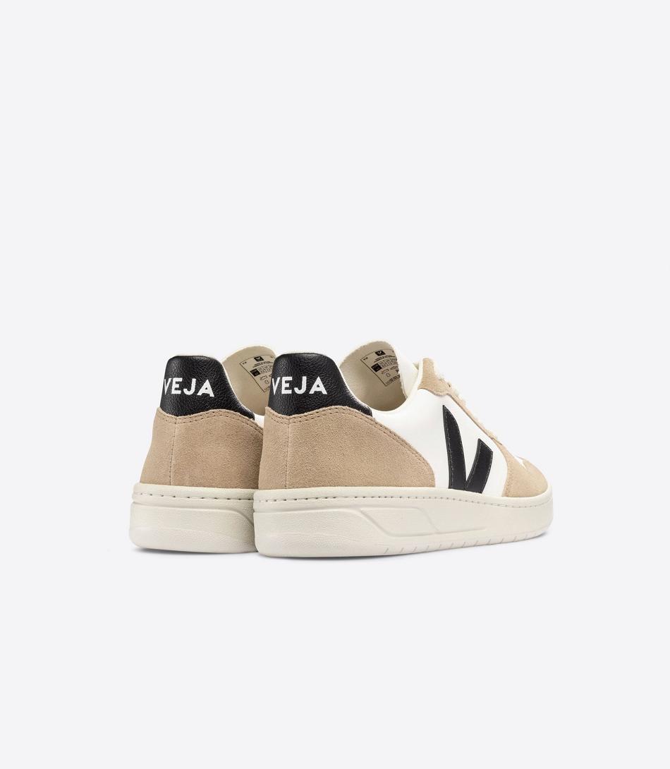 Veja Chromefree Lær Sahara V-10 Dame Hvite Svarte | NOJKU81220