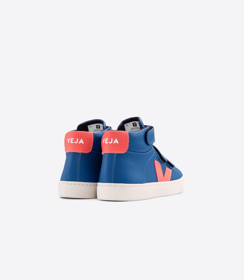 Veja Esplar Mid Chromefree Lær Fluo Kids Outlet Indigo Oransje | BNOSO68617