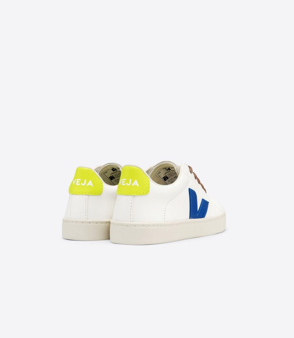 Veja Laces Chromefree Lær Jaune Fluo Esplar Barn Hvite Indigo | GNOUC73453