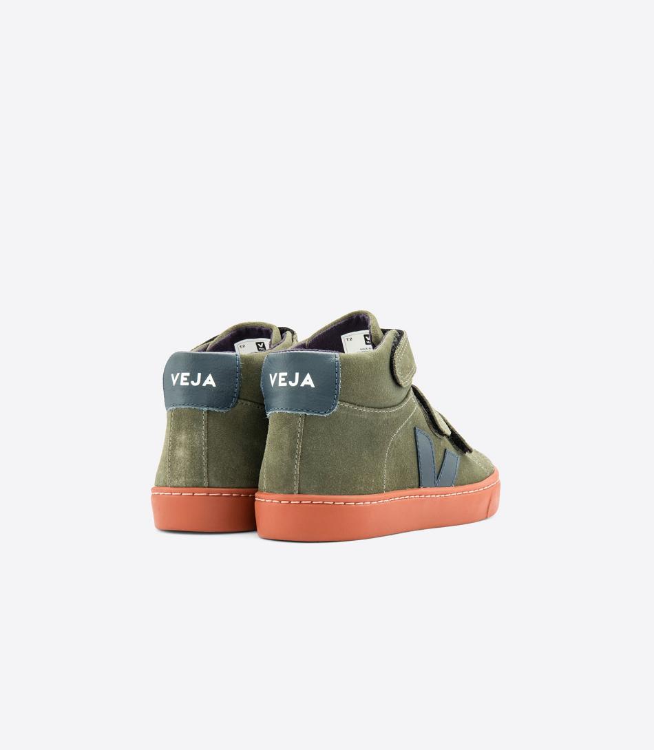 Veja Mid Semsket Skinn Mud Nautico Rust Sole Esplar Barn Rød | NOZDE45307