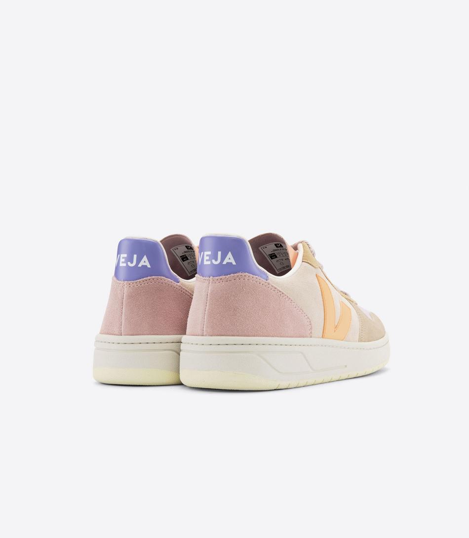 Veja Semsket Skinn Multico Peach V-10 Dame Korall | GNOEC82845