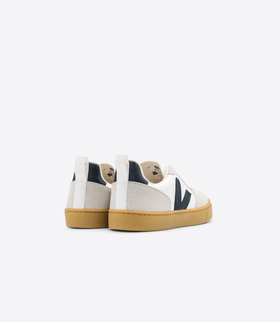 Veja V-10 Laces Cwl Nautico Kids Outlet Hvite | DNOKV47849