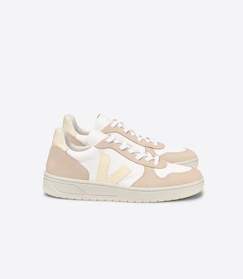 Veja V-10 Alveomesh Butter Almond Adults Outlet Hvite | ENOHC30192