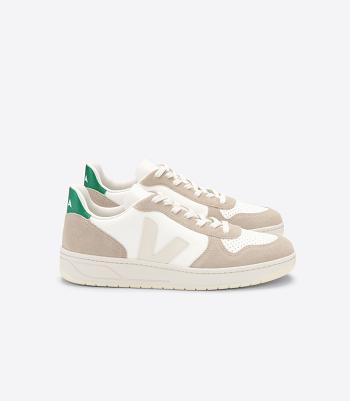 Veja V-10 Chromefree Lær Sahara Emeraude Adults Outlet Hvite | ANODF41399